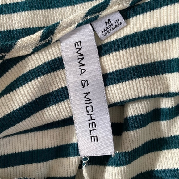 Emma & Michele Green Stripe Size Medium Dress - Picture 5 of 7